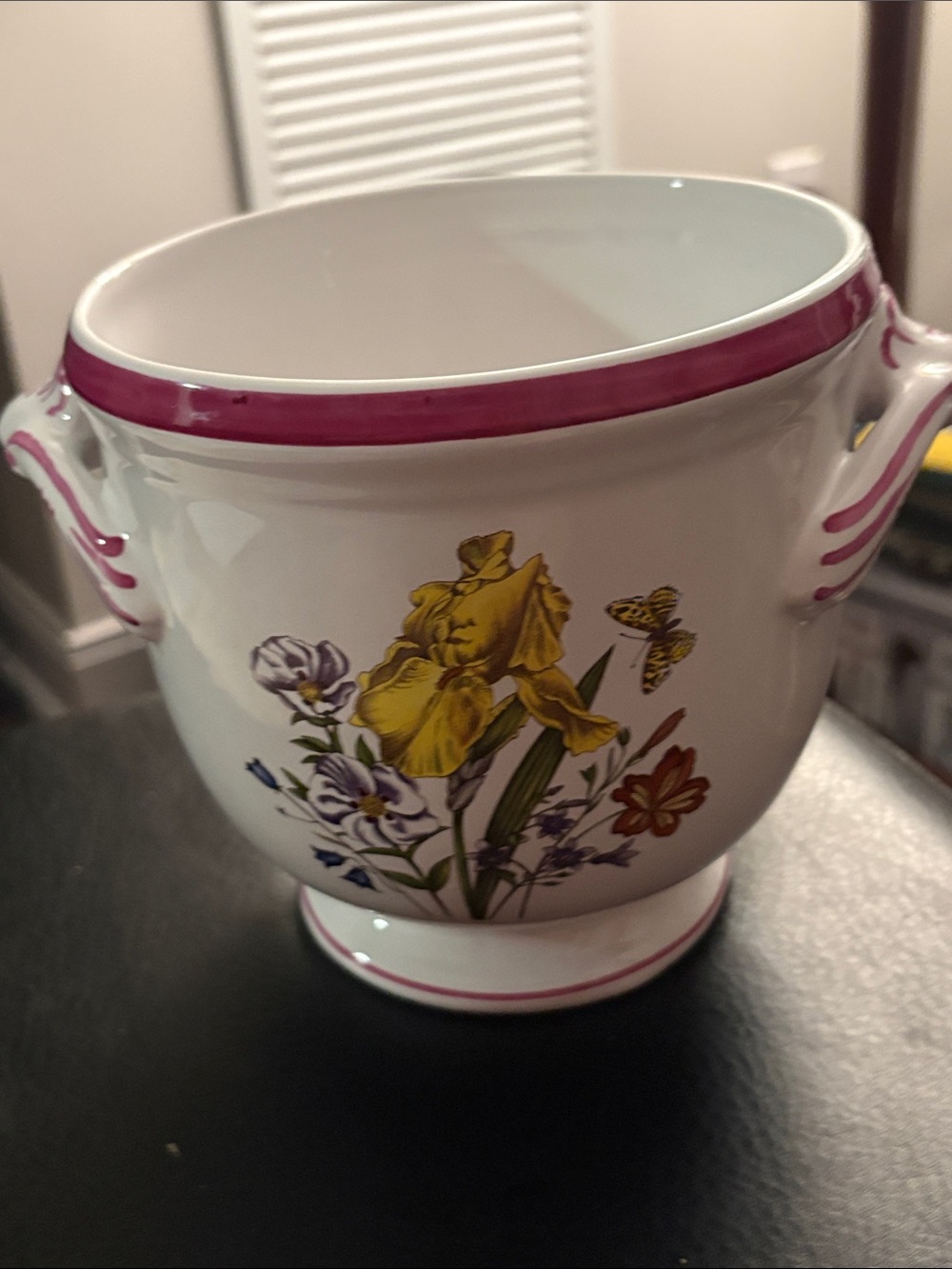 Vintage European R.B. Bernarda Portugal Pottery Planter Bucket  1990